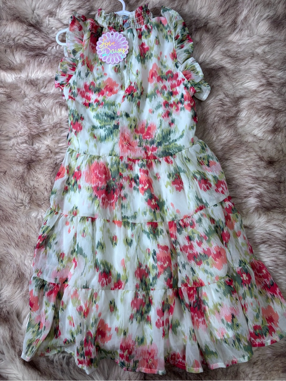 Girls Floral Tiered Sundress - - Pink & Green